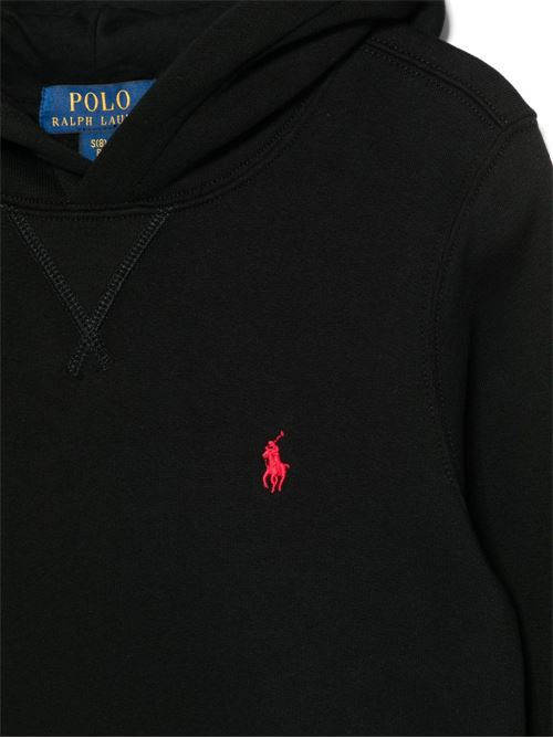 Felpa bambino Polo Ralph Lauren nera con cappuccio e logo ricamato RALPH LAUREN KIDS | 749954059